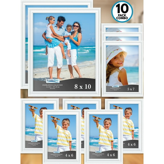 Icona Bay Gallery Frames Set, White Picture Frames, Shabby-chic Style, 10 Pack, Inspirations Collection (US Company)