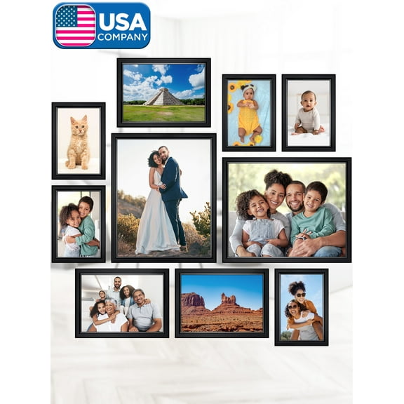Icona Bay Gallery Set of Black Picture Frames, Modern Contemporary Style, 10 Multi-Size Frames, Maestro Collection (US Company)