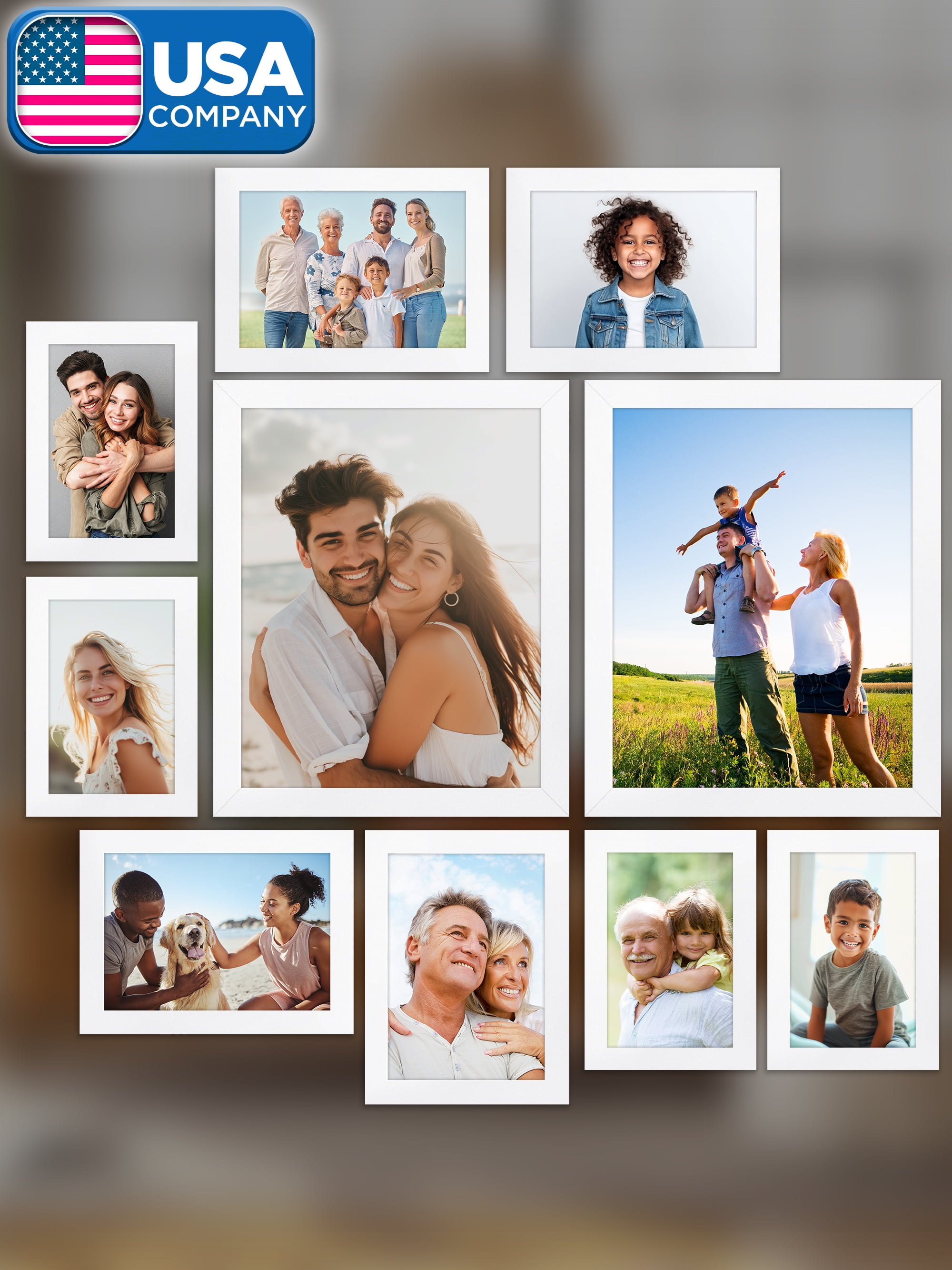 Set of White Picture Frames in Multiple Sizes, 10 Pack