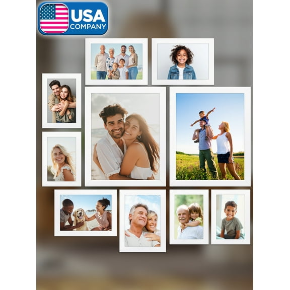 Icona Bay Gallery Set of White Picture Frames in Multiple Sizes, Modern Style, 10 Pack, Impresia Collection (US Company)