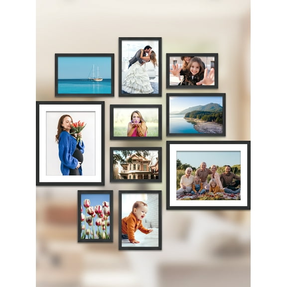 Icona Bay Mixed Sizes Black Picture Frames, 10 Pack, Noble Collection (US Company)