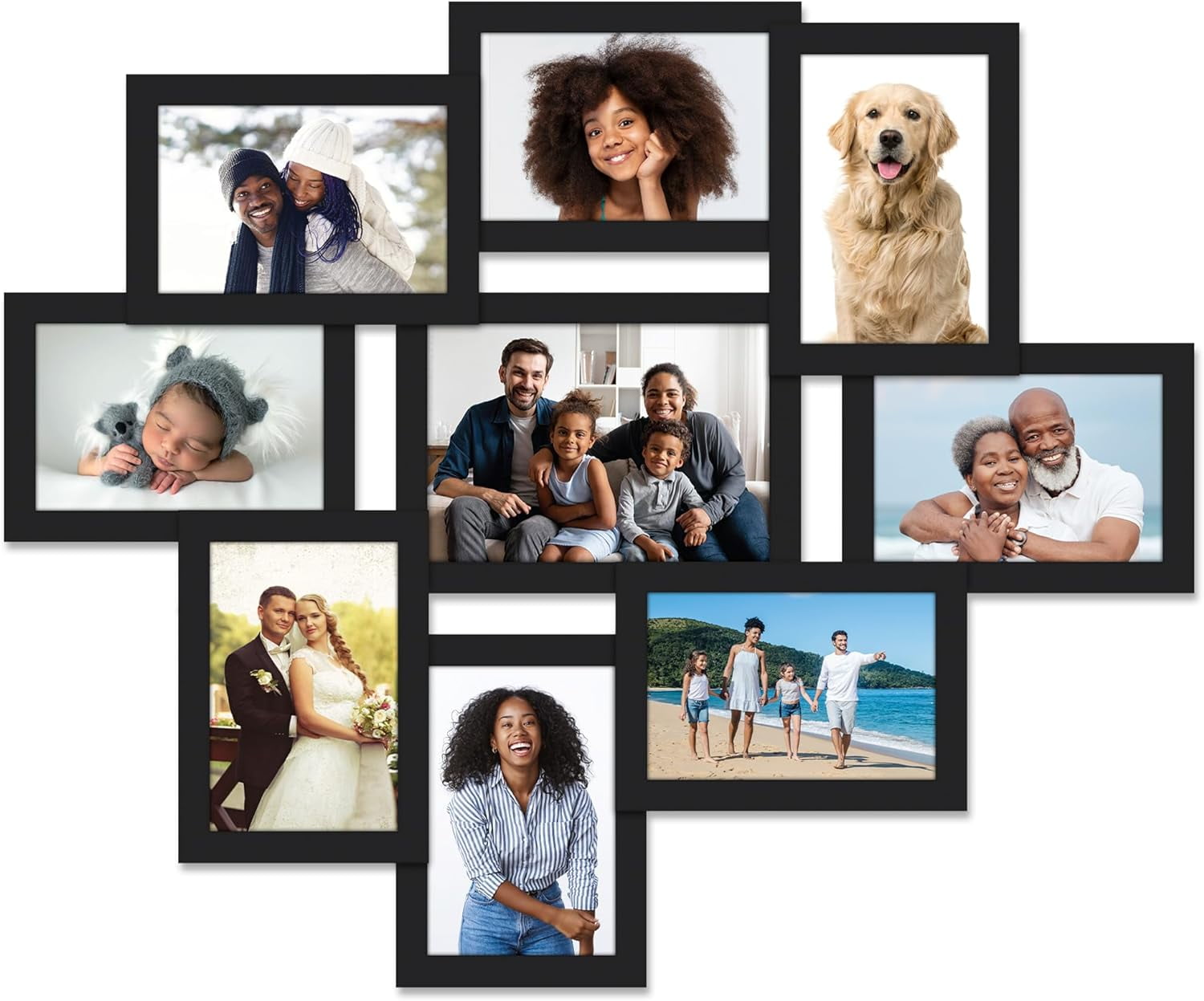 Icona Bay Picture Collage Frames for Wall (Black, One 5x7 Surrounded by