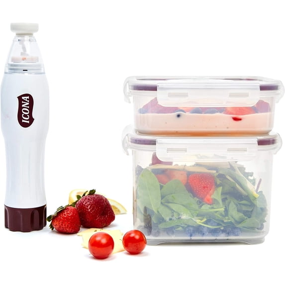 Icona Vacuum Seal Containers for Food Storage; Airtight Kitchen Storage ...