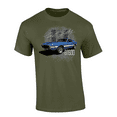 thumbnail image 1 of Iconic 1970's Blue GT 500 Mustang Shelby Cobra Automotive Enthusiasts Muscle Car Short Sleeve Adult Graphic T-Shirt-Military-xxxl, 1 of 1