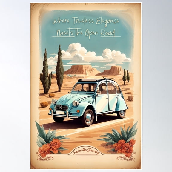 Iconic 2Cv Poster: Timeless Elegance And Open Road Poster Wall Art, Modern Wall Decor For Living Room Bedroom, 8x12 UNFRAMED