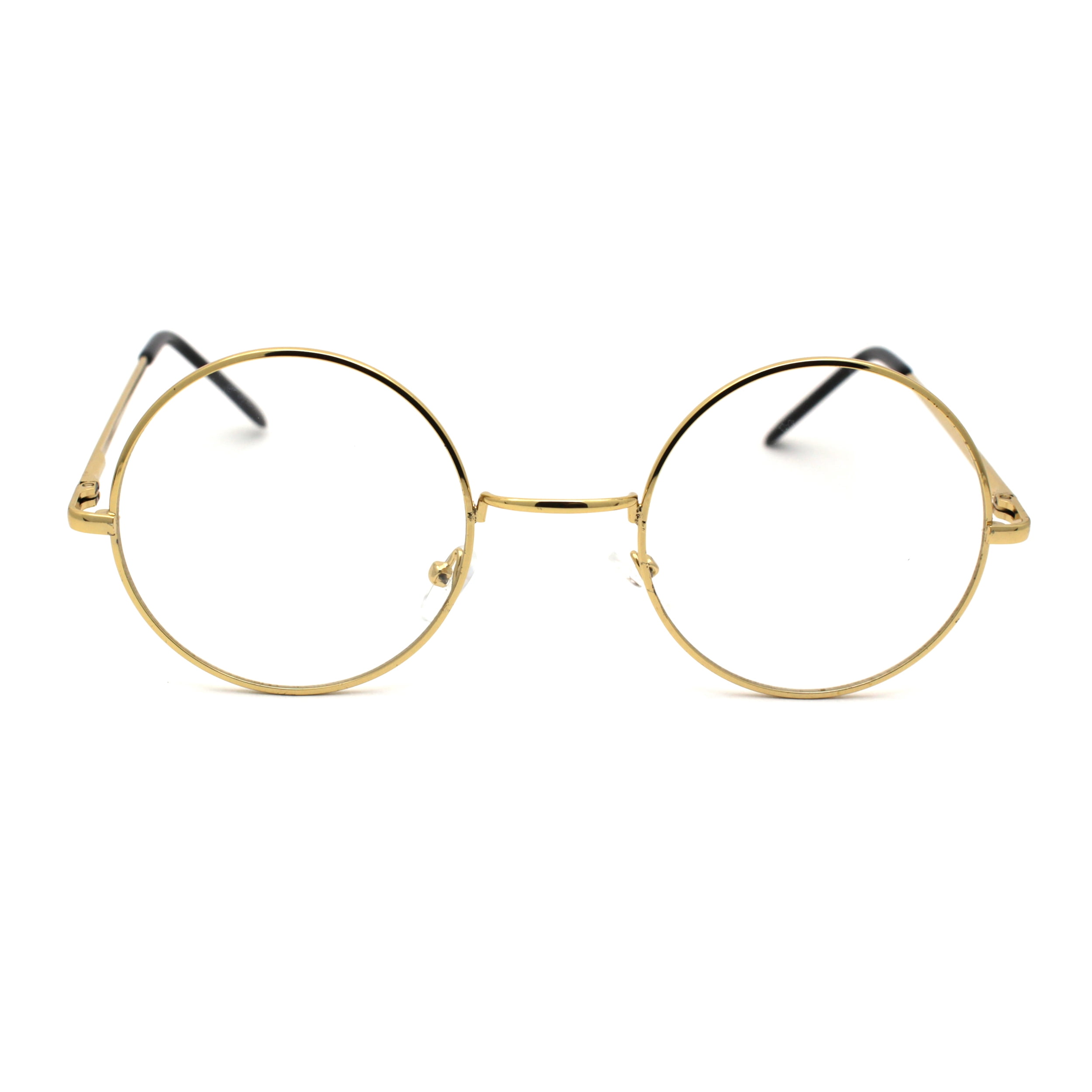 Iconic 70s Round Circle Lens Musician Hippie Eyeglasses Gold