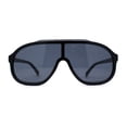 thumbnail image 1 of Iconic 80s Oversize Shield Racer Sport Plastic Sunglasses Shiny Black, 1 of 4