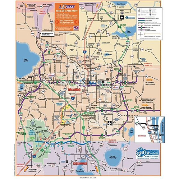 Iconic Arts Laminated 24x28 Poster: Maps Orlando My Blog