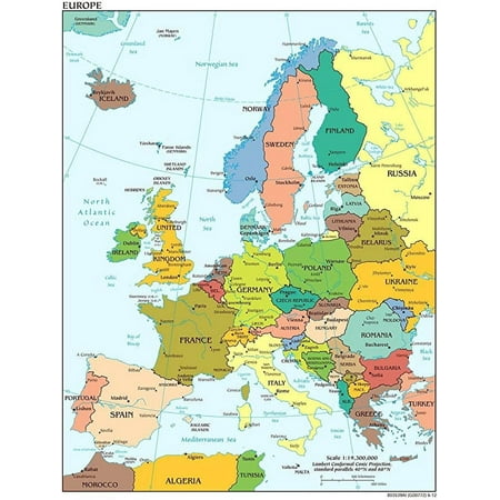 Iconic Arts Laminated 24x31 Poster: Political Map - Map of Europe 2012 Thefreebiedepot