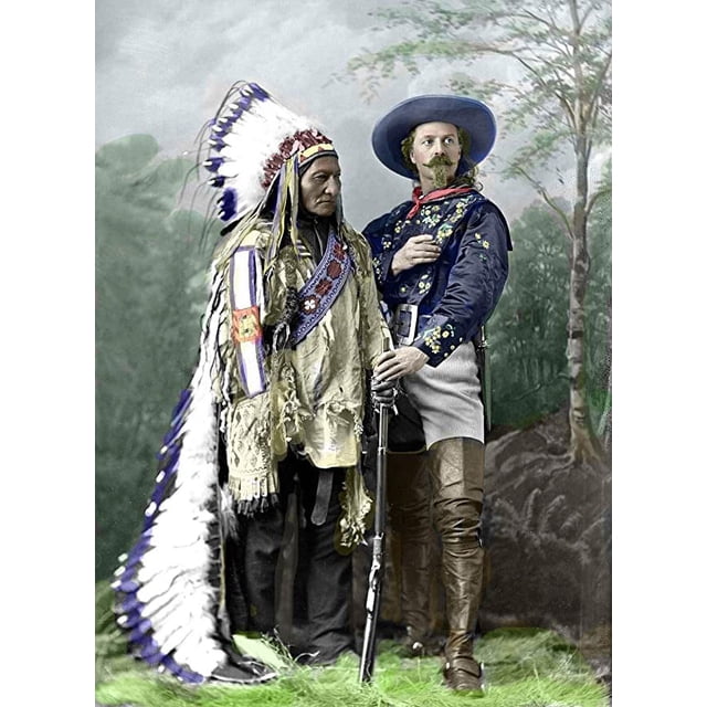 Iconic Arts Laminated 24x32 Poster: Buffalo Bill Cody and Sitting Bull ...