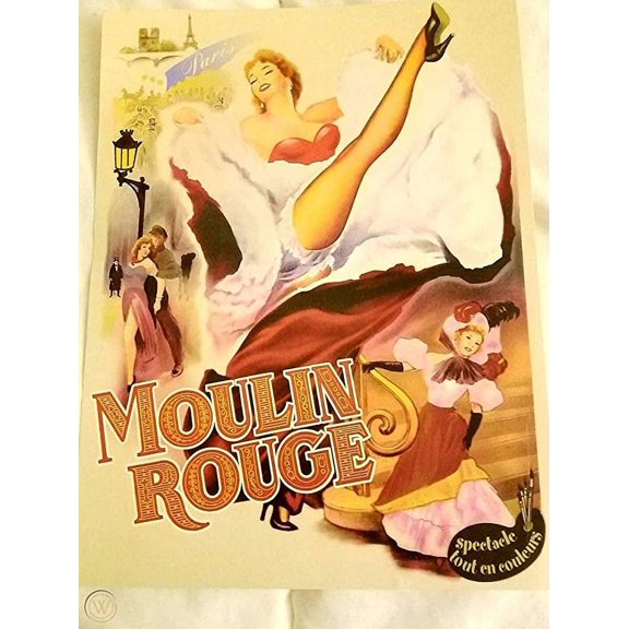 Iconic Arts Laminated 24x36 Poster: Moulin Rouge Paris France Vintage Artwork