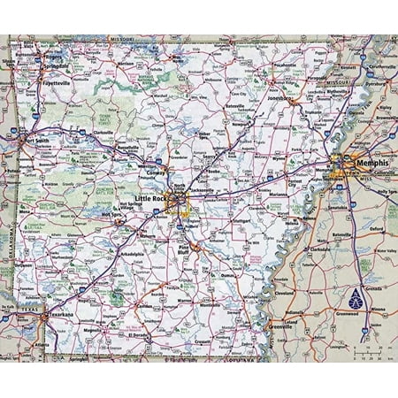 Iconic Arts Laminated 29x24 Poster: Arkansas Road Map My Blog