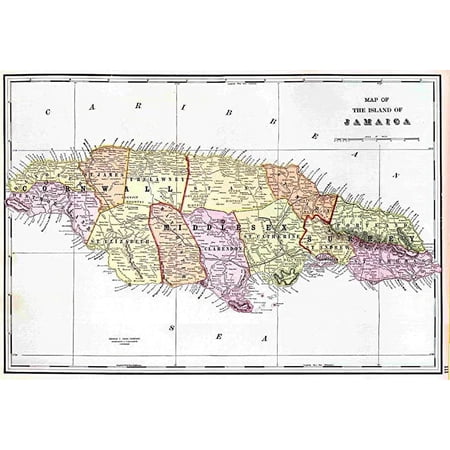 Iconic Arts Laminated 34x24 Poster: Road Map - Map of Jamaica, Jamaica Maps - Mapsof.net