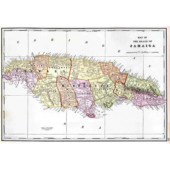 Iconic Arts Laminated 34x24 Poster: Road Map - Map of Jamaica, Jamaica Maps - Mapsof.net