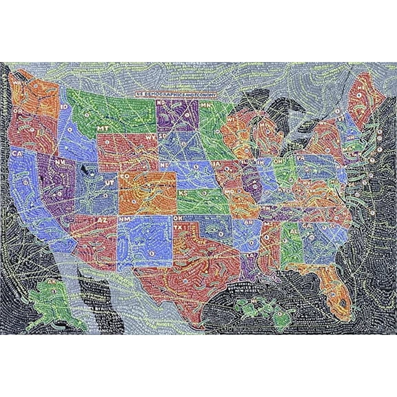 Iconic Arts Laminated 35x24 Poster: Economic Map - Color by Number The Gorgeous, Obsessive U.S. Maps of Paula Scher - Curbed