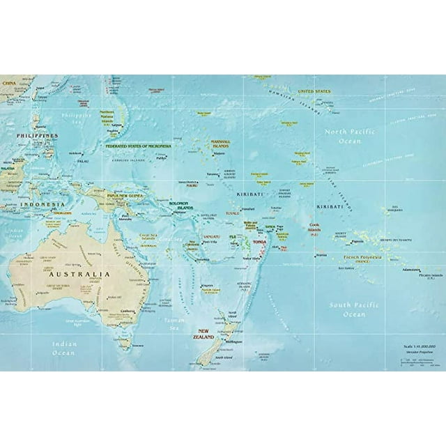 Iconic Arts Laminated 36x24 Poster: Oceania-map 1-41000000 - Walmart.com