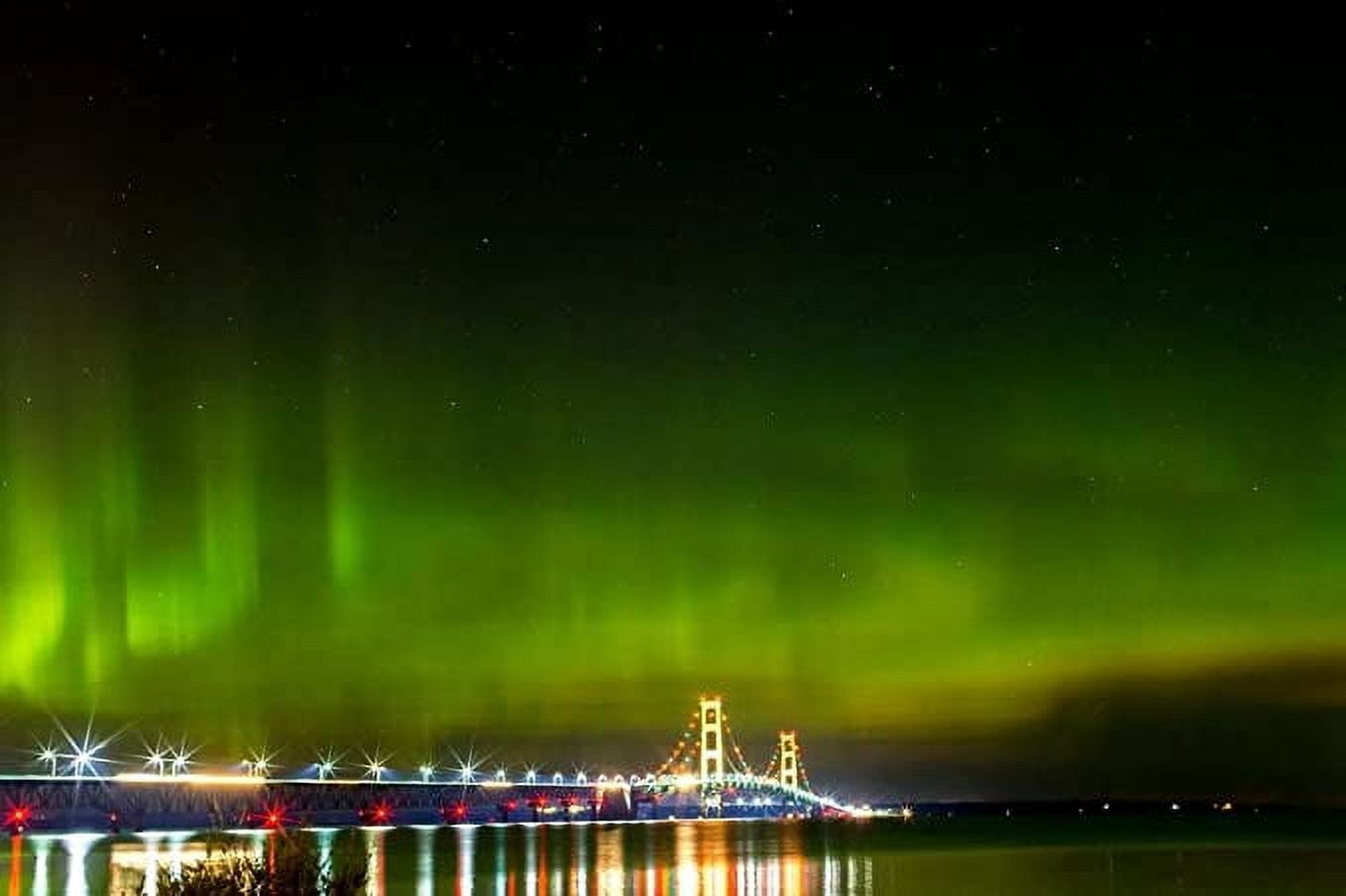 Iconic Arts Laminated 36x24 inches Poster: Mackinac Bridge Northern ...
