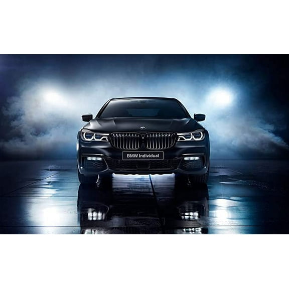 Iconic Arts Laminated 42x24 Poster: 2017 BMW 7 Series Black ice Edition Wide