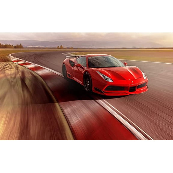 Iconic Arts Laminated 42x24 Poster: novitec Rosso Ferrari 488 GTB n Largo 4k Wide