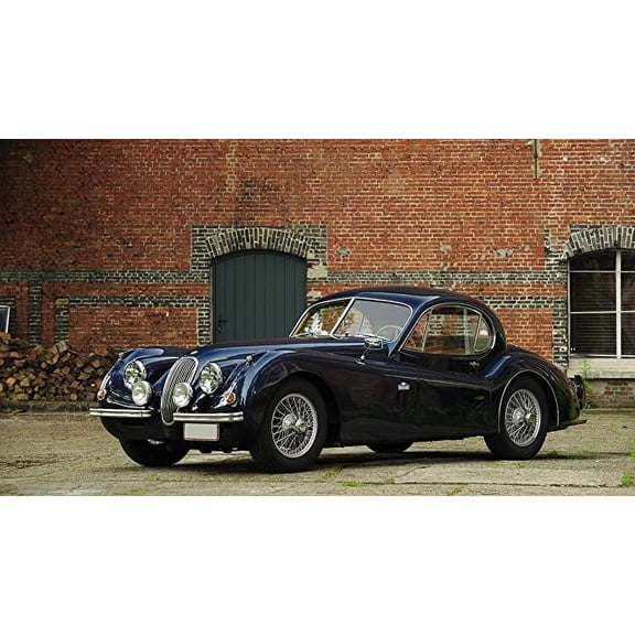 Iconic Arts Supercar Laminated Poster 24x36: Jaguar XK-120 Coupe Retro Luxury Sports Car