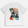 thumbnail image 1 of Iconic Bigfoot Figure Holding Flag Pattern Tops for Womens & Mens Funny Graphic Tees Short Sleeve T Shirts White,2XL, 1 of 5