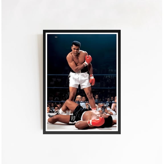 Iconic Boxing Title Match Historic Monochromatic Sports Photography Art, Unframed Poster