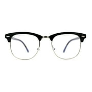 SA106 Iconic Brownline Half Rim Blue Light Blocking Computer Glasses Black Silver