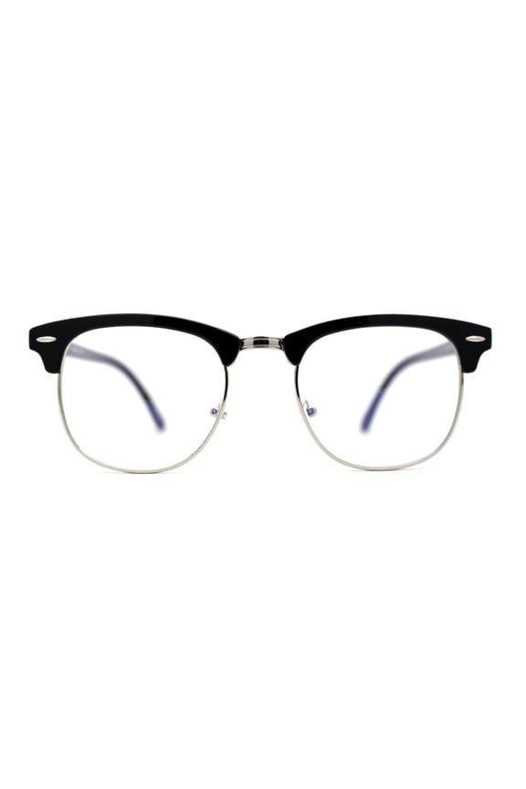 Iconic Brownline Half Rim Blue Light Blocking Computer Glasses Black Silver