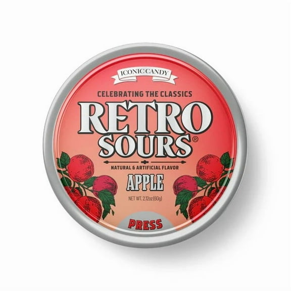 Iconic Candy Retro Sours Apple Hard Candy, 2.12 oz
