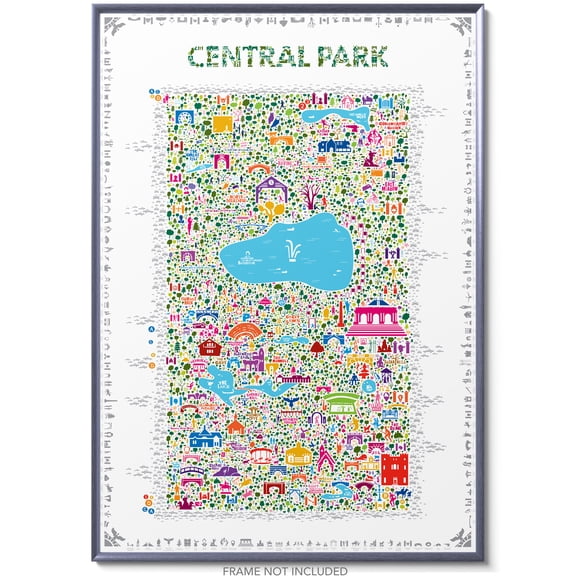 Iconic Central Park NYC Poster – Colorful Wall Art Print for Modern Home & Trendy Office | 26 x 39 inches