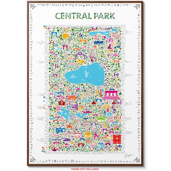 Iconic Central Park New York Poster – Colorful Wall Art Print for Modern Home & Office  - 27" x 39" Signed by Artist