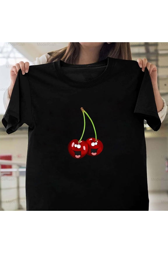 Iconic Cherry Rockabilly Retro 1950s Inspired Vintage Graphic Aesthetic Unisex T-Shirt Y1558, Up to Size 5XL