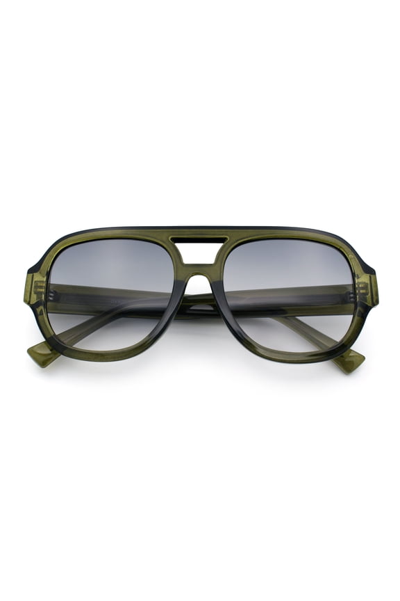 Iconic Classy Luxe Thick Metal Core Arm Racer Sunglasses Green - Smoke