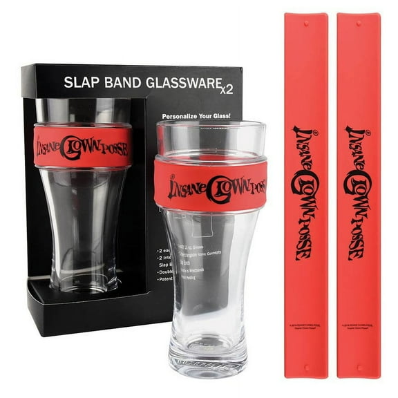 Iconic Concepts Insane Clown Posse 2-Pack Slap Band Pint Glasses  Red/Black