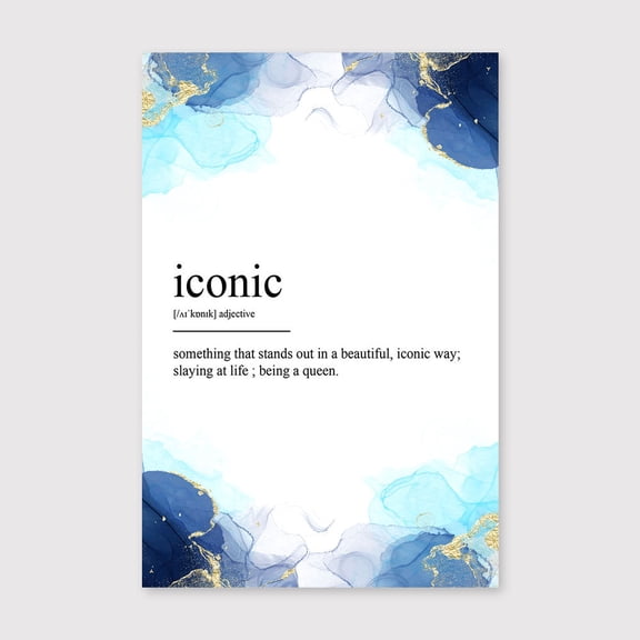 Iconic Definition Canvas Wall Decor – Elegant Blue Abstract Dictionary Style Artwork for Bedroom - 8x12 inches