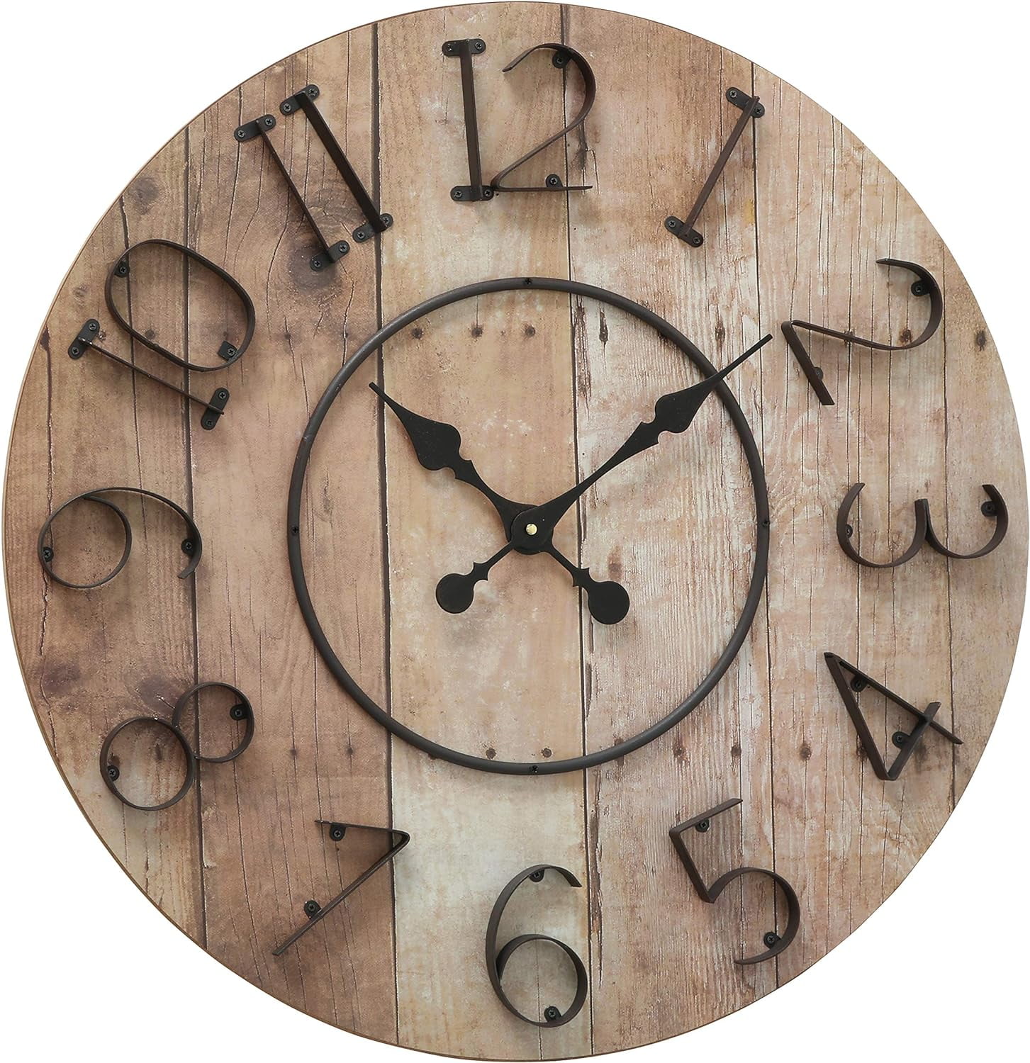 Iconic Farmers Wall Clock, Raised Iron Numerals, Quartz Movement, MDF ...