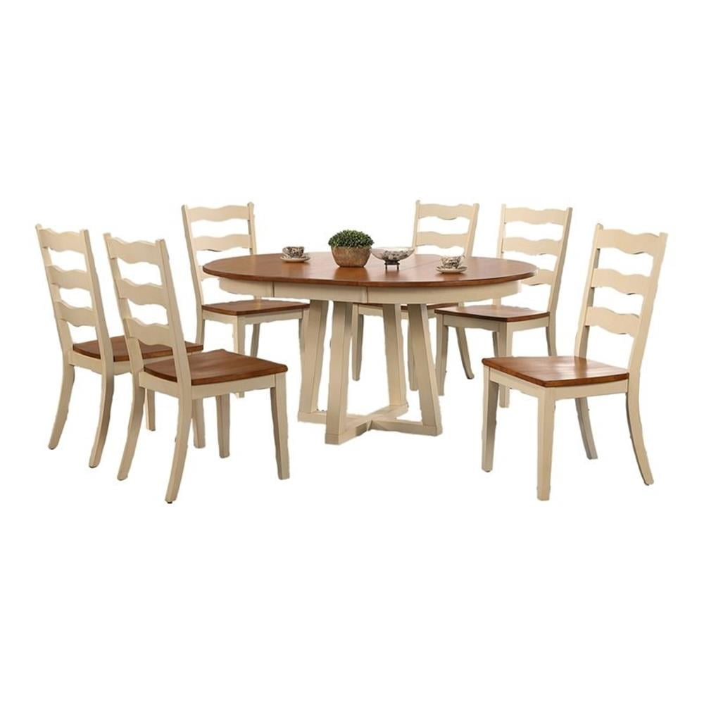 Iconic Furniture Company 7-Pc Ladder Wood Cross Pedestal Dining Set in ...