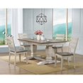 thumbnail image 1 of Iconic Furniture  42 x 64 x 82 in. Double Pedestal Transitional Ladder Back Side Chair Dining Set with Ash & Stormy White Finish - 5 Piece, 1 of 5