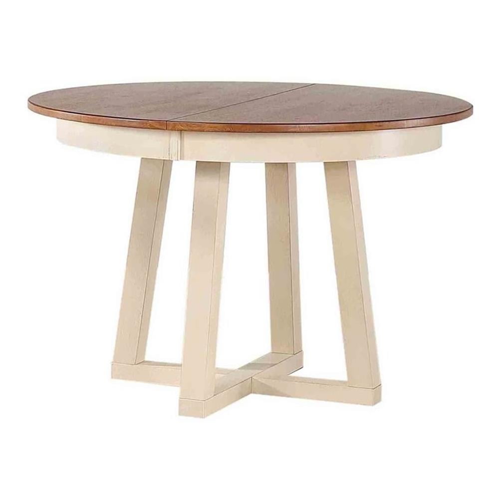 Antiqued Caramel Biscotti Round Rubberwood Extendable Dining Table