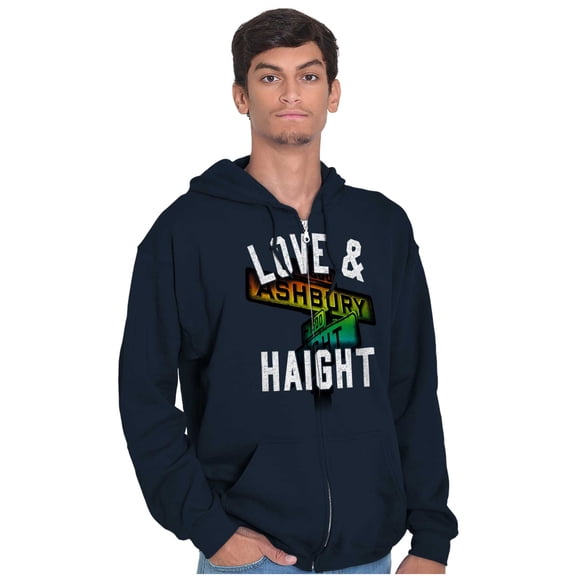 Iconic Haight Ashbury San Francisco Unisex Fleece Graphic Zip Up Hoodie Brisco Brands 2X