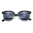thumbnail image 1 of Iconic Half Rim Gentlemanly Hipster Fashion Horn Temple Sunglasses Black Gold - Black, 1 of 7