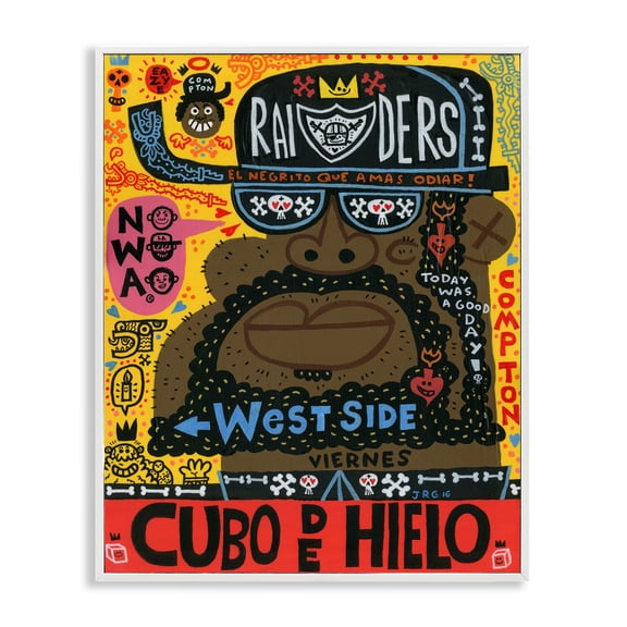 Iconic Hip Hop Collage Portrait White Framed Giclee Art, 11 x 14, Made In USA