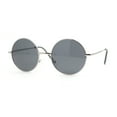 thumbnail image 1 of Iconic Hippie Musician 70s Round Circle Lens Metal Rim Sunglasses Silver - Solid Black, 1 of 4