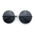 thumbnail image 1 of Iconic Hippie Oversized Round Circle Lens Boho Metal Rim Sunglasses Silver - Black, 1 of 8