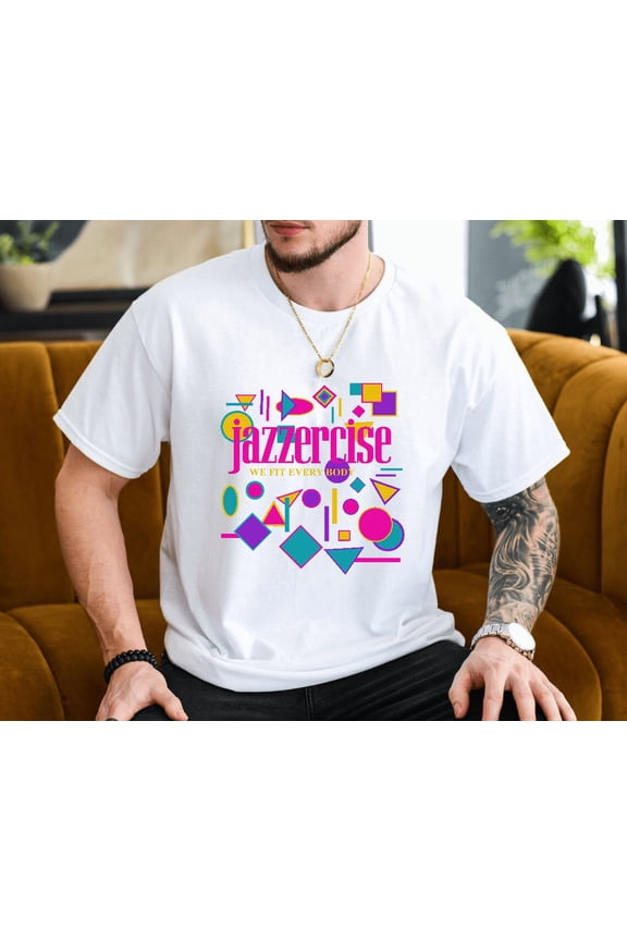 Iconic Jazzercise Retro 80s Fitness Aerobics Workout Art Unisex T-Shirt, up to size 3XL.