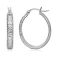 thumbnail image 1 of Iconic Jewels D96060984 10k White Gold Hammered Oval Hoop Earrings, 1 of 1