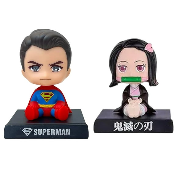 Iconic Keychains Super Hero Action Figure Limited Edition Bobblehead with Mobile Holder for Car Dashboard, Office Desk & Study Table |SUPER-MAN_ DE-MON-SLA-YER|