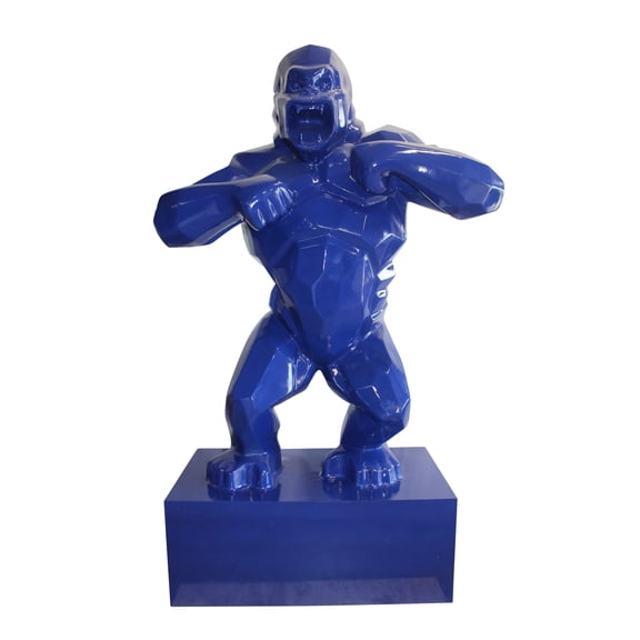 Nifao Iconic King Kong Resin Blue Giant Statue in Blue on Base  Outdoor Garden Decor Sculpture, 60"L x 27"W x 89"H