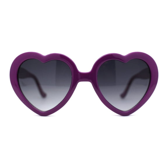 Iconic Large Bubble Heart Shape Cute Plastic Sunglasses Purple Smoke