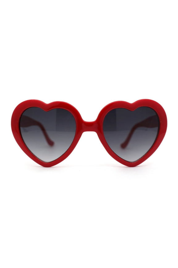 Iconic Large Bubble Heart Shape Cute Plastic Sunglasses Red Smoke